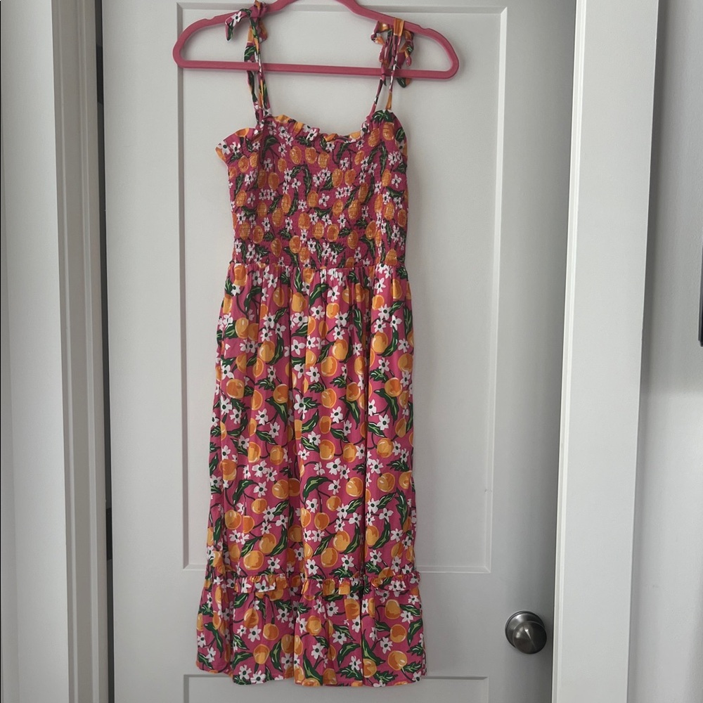 Draper Dress Orange print midi dress XS